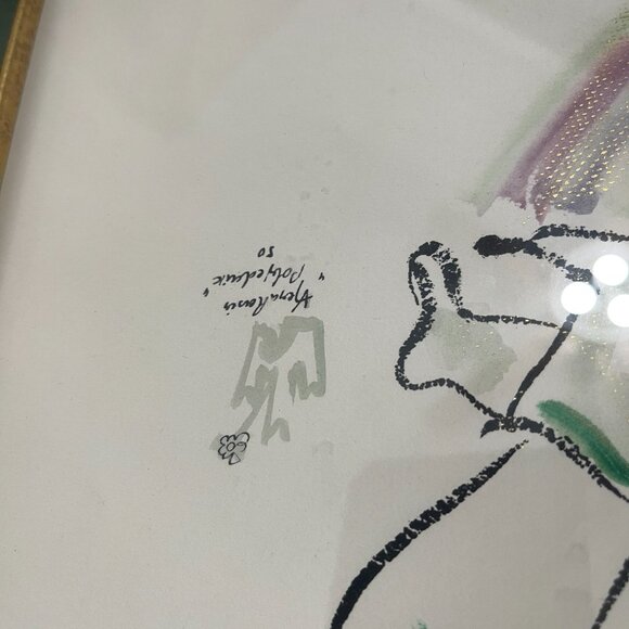 GOLD FRAME FEMALE PRINT SIGNED - SIZE 24 X 18 - Picture 7 of 8